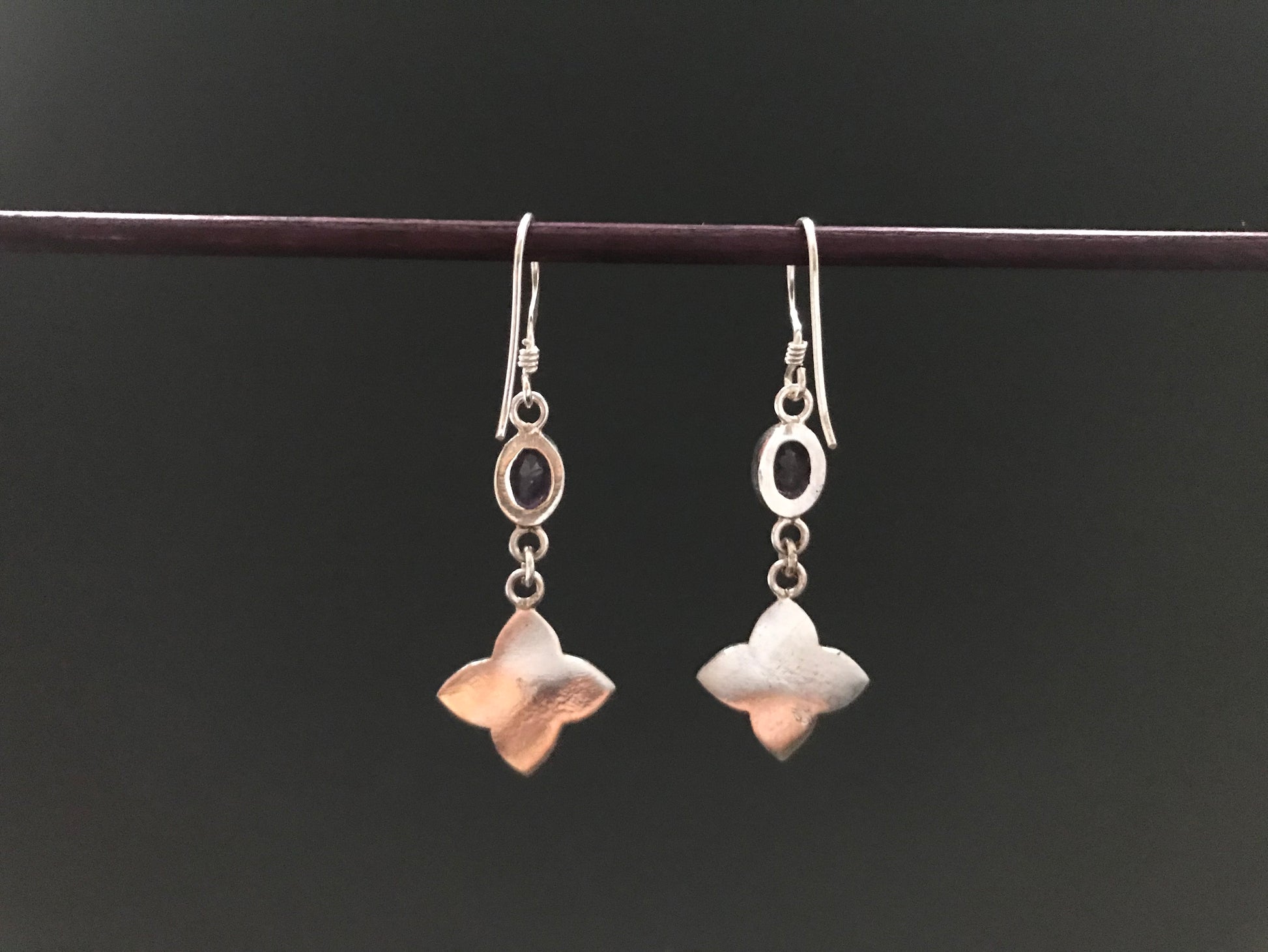Handmade Close Net Design Amethyst Citrine Garnet Earrings - Konmay London