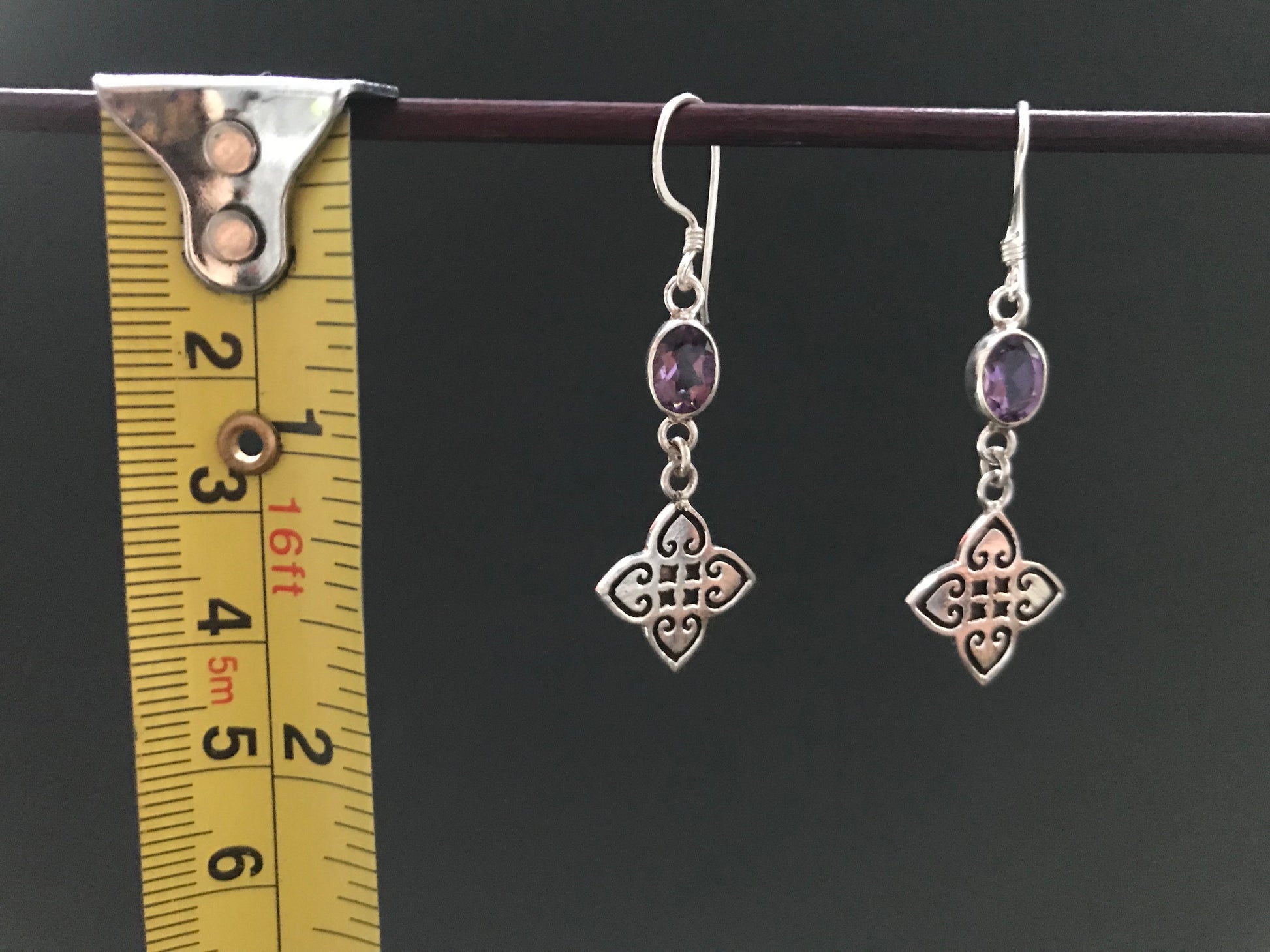 Handmade Close Net Design Amethyst Citrine Garnet Earrings - Konmay London