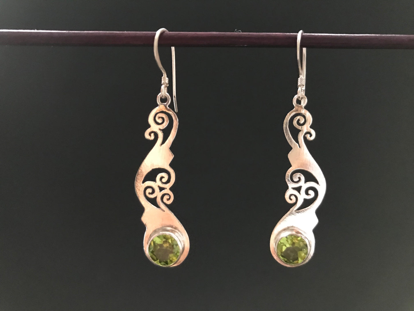 Handmade Foral Stencil Cut Amethyst/ Garnet/ Peridot Earring - Konmay London
