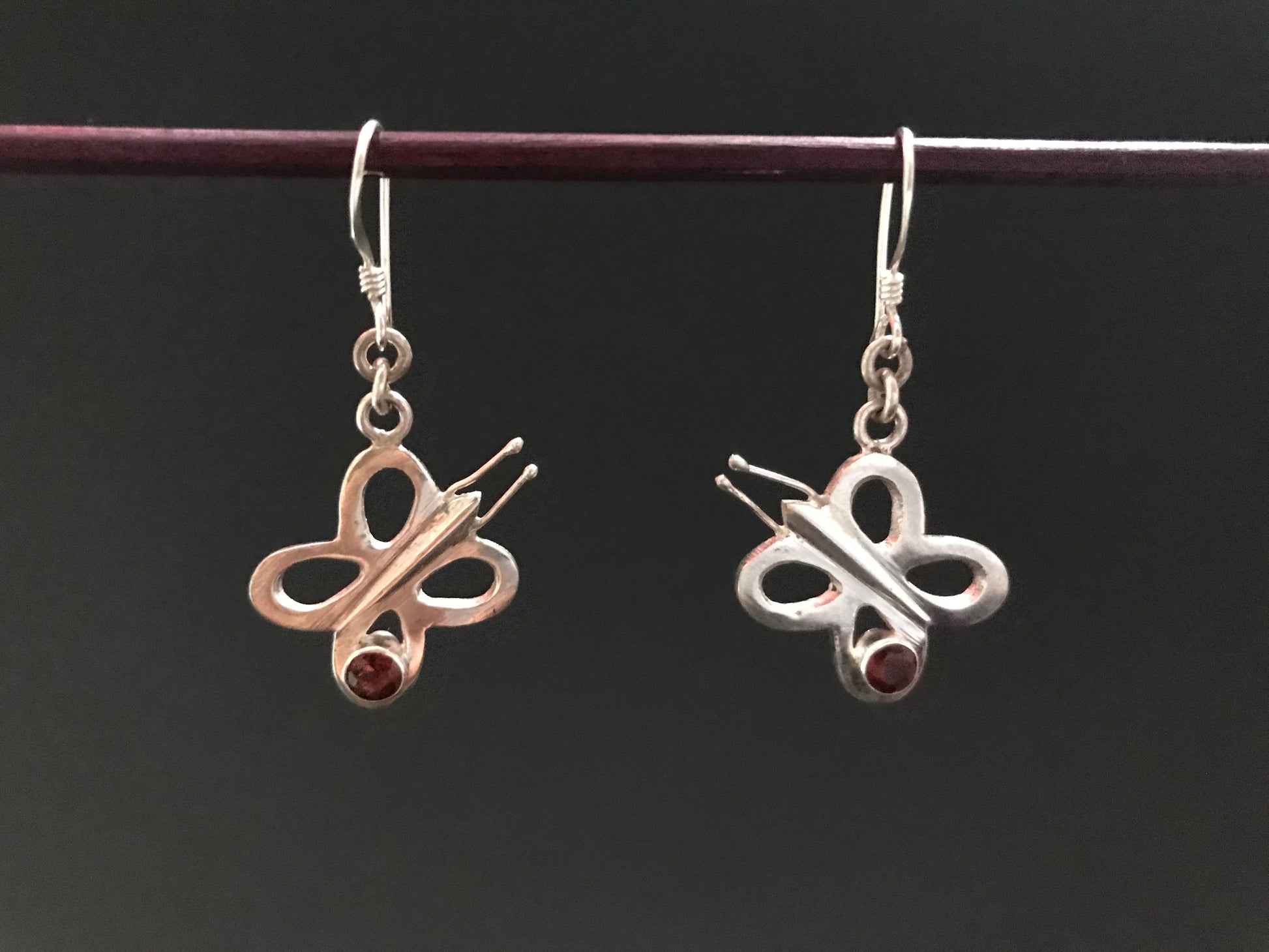 Handmade Butterfly Amethyst/ Citrine/ Garnet Silver Earrings - Konmay London