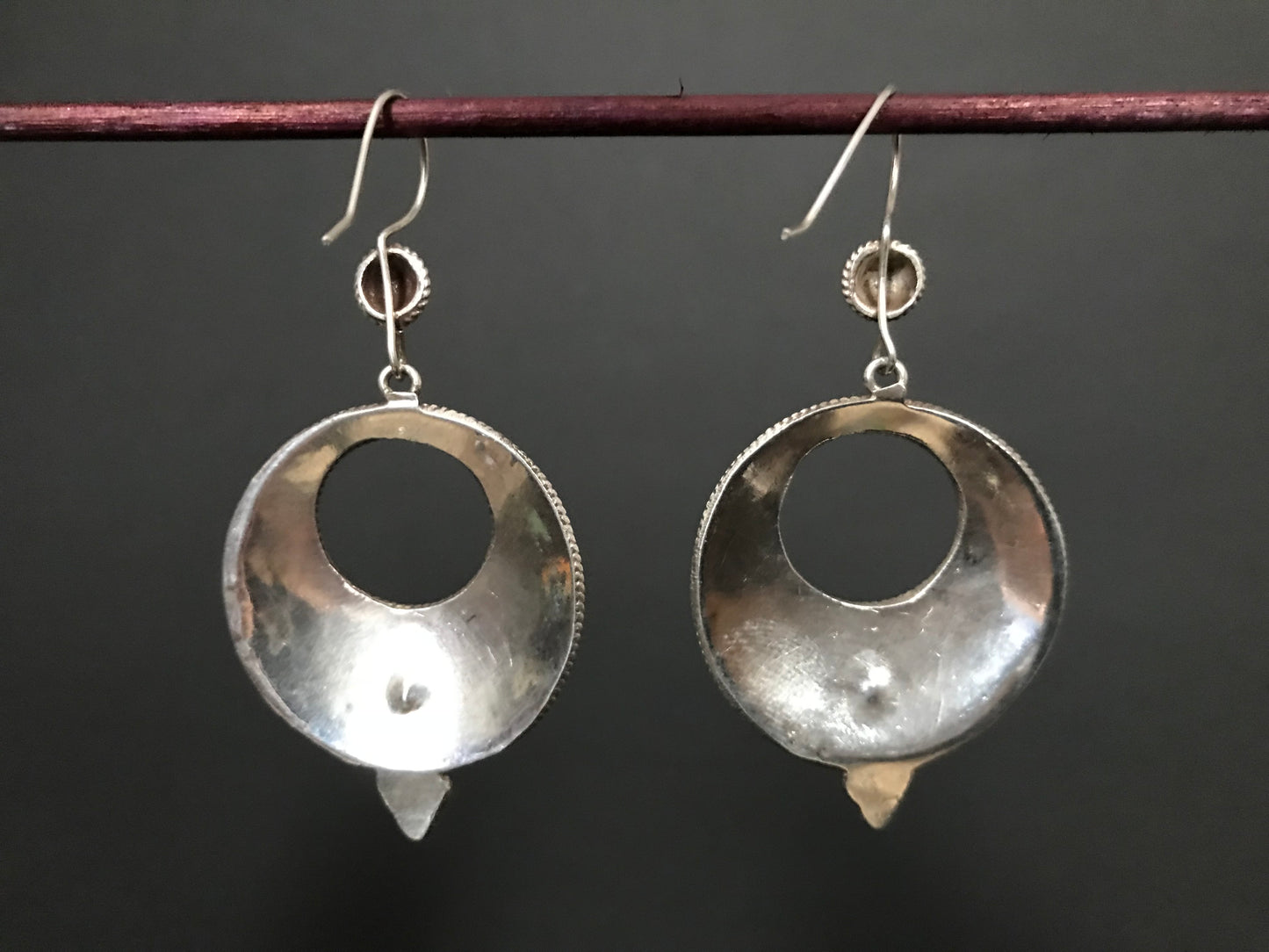Handmade Floral Filigree Moon Citrine/Garnet/Onyx Silver Earrings - Konmay London