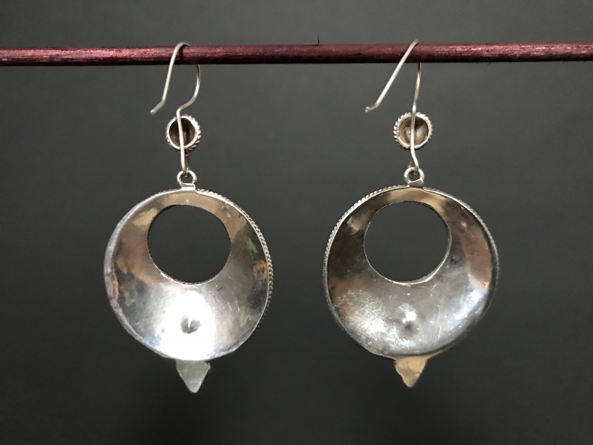 Handmade Floral Filigree Moon Citrine/Garnet/Onyx Silver Earrings - Konmay London