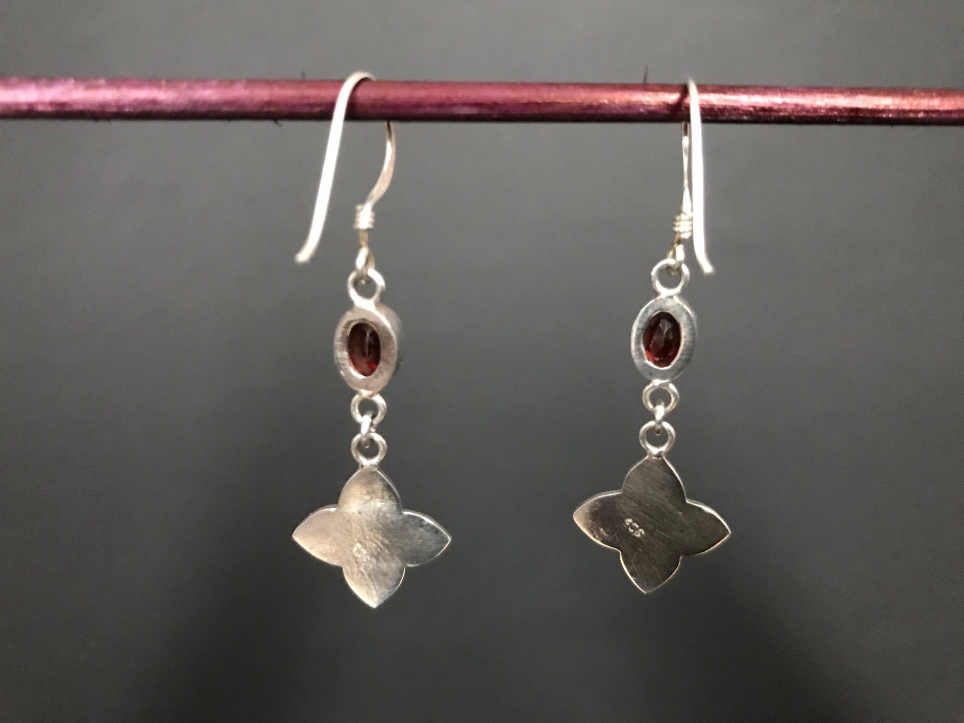 Handmade Close Net Design Amethyst Citrine Garnet Earrings - Konmay London