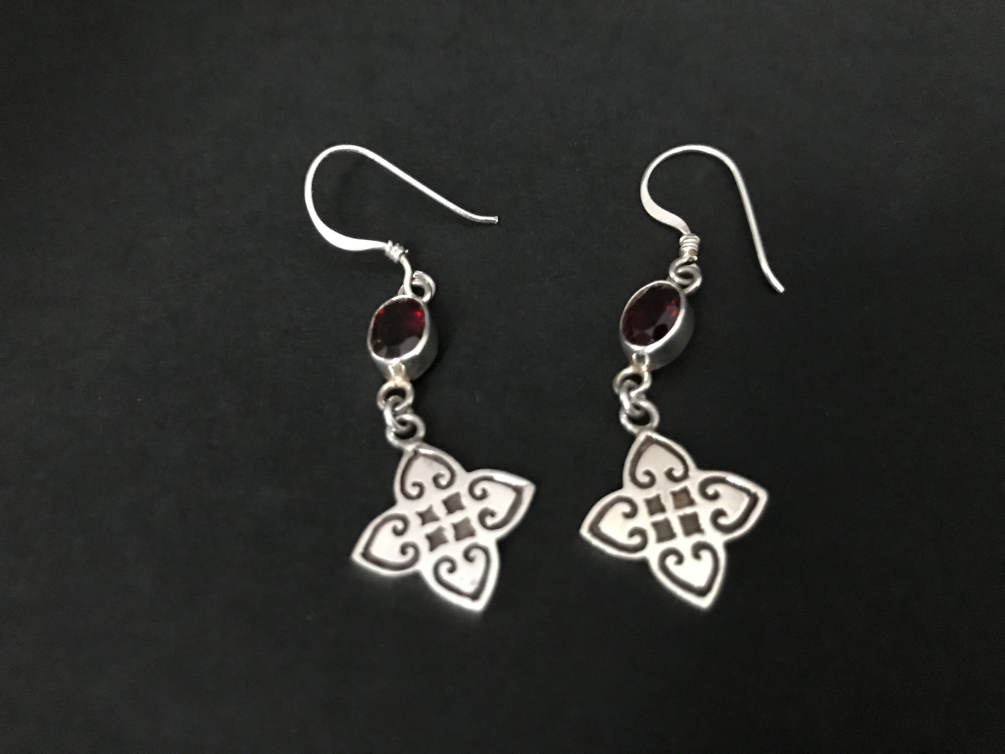 Handmade Close Net Design Amethyst Citrine Garnet Earrings - Konmay London