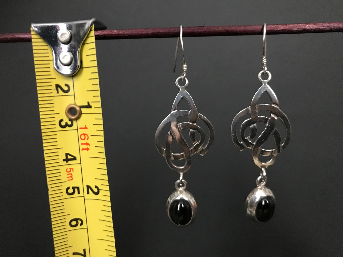 Handmade Celtic Knot Amethyst/Garnet Silver Earring - Konmay London