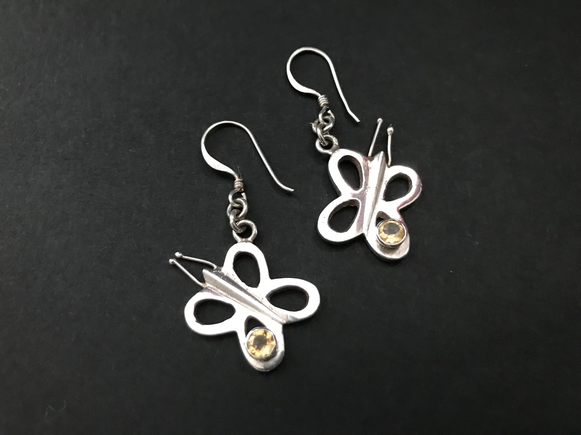 Handmade Butterfly Amethyst/ Citrine/ Garnet Silver Earrings - Konmay London