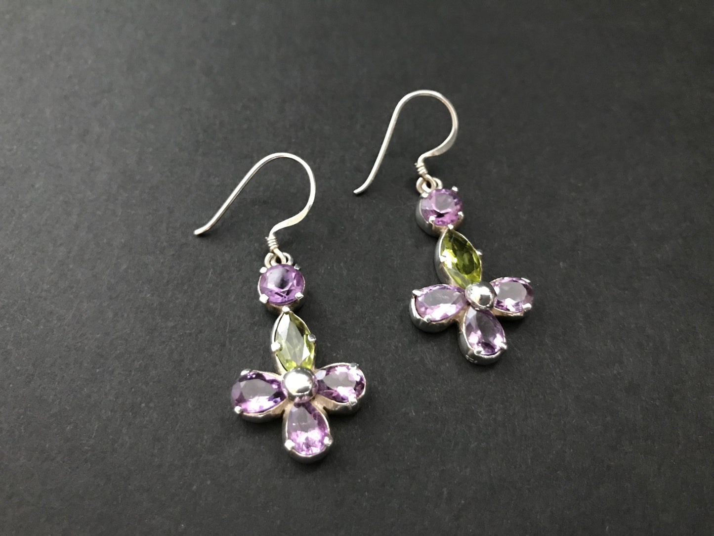Handmade Amethyst & Peridot/ Citrine/ Garnet Earrings - Konmay London