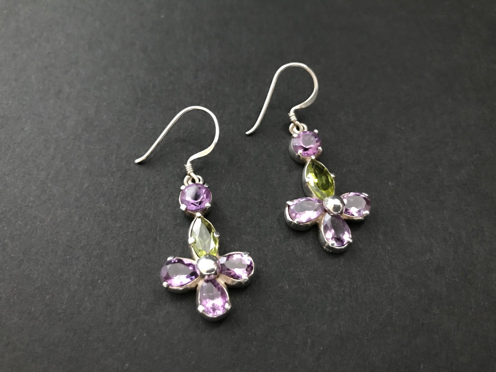 Handmade Amethyst & Peridot/ Citrine/ Garnet Earrings - Konmay London
