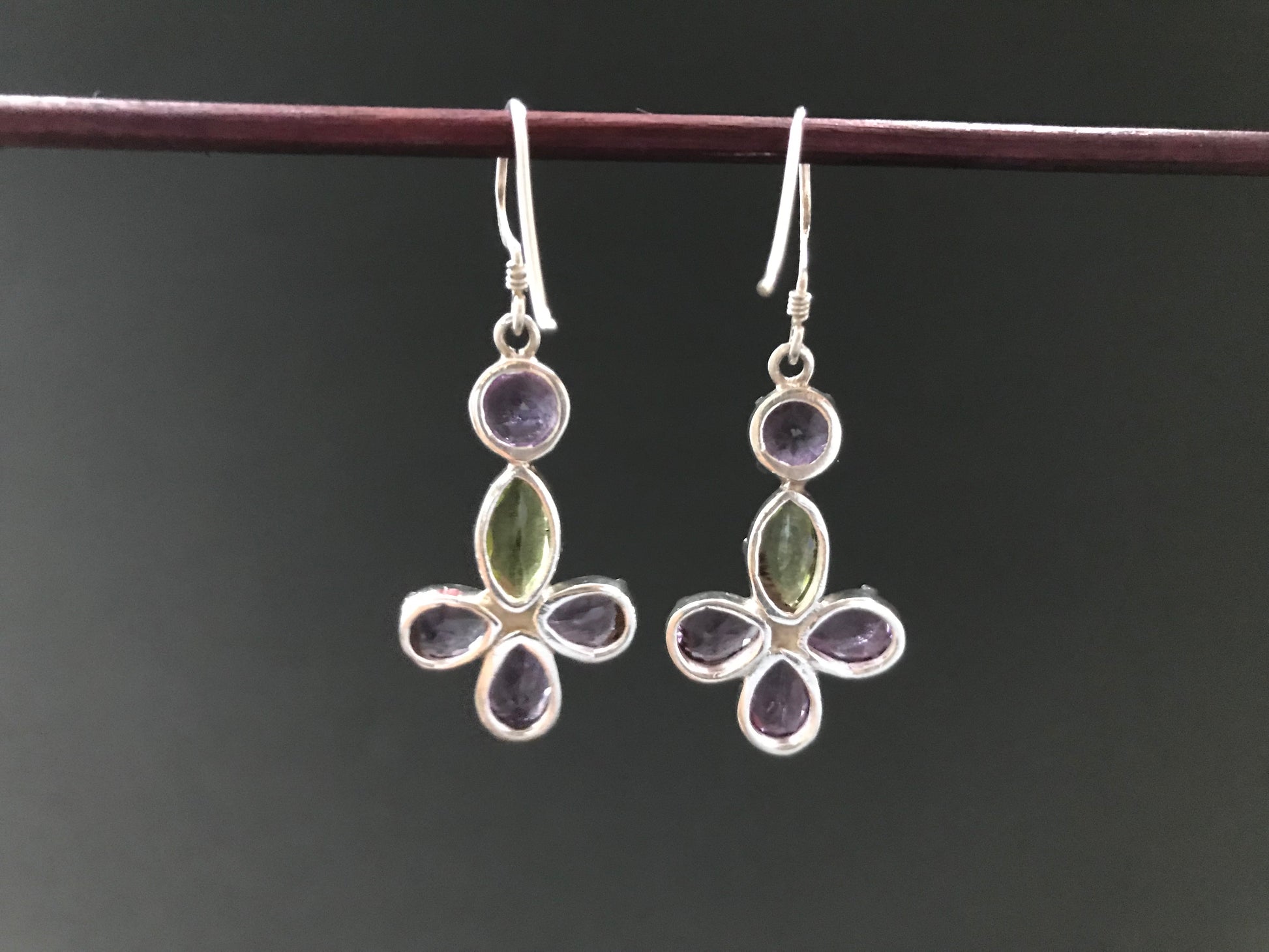 Handmade Amethyst & Peridot/ Citrine/ Garnet Earrings - Konmay London