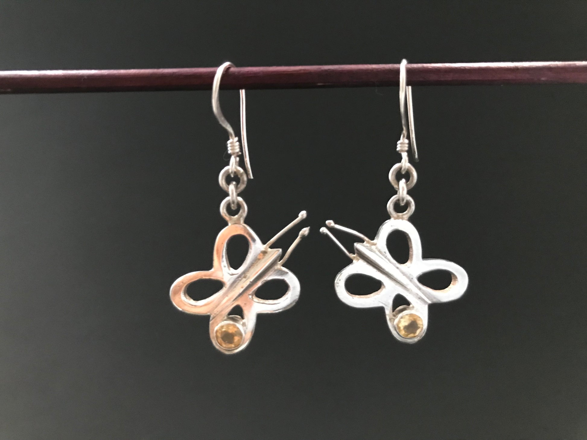 Handmade Butterfly Amethyst/ Citrine/ Garnet Silver Earrings - Konmay London
