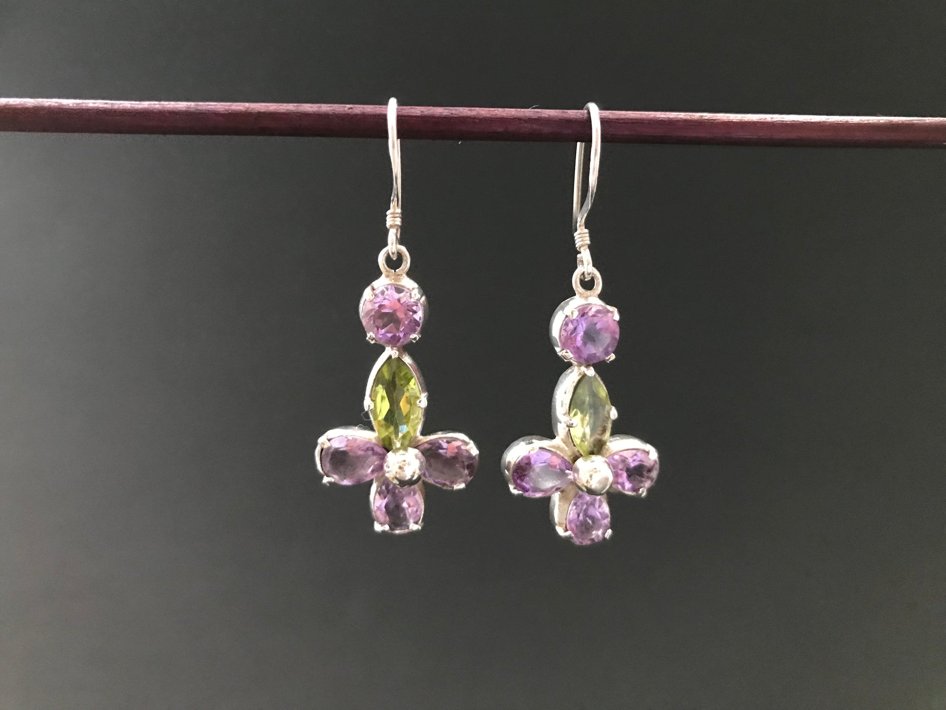 Handmade Amethyst & Peridot/ Citrine/ Garnet Earrings - Konmay London