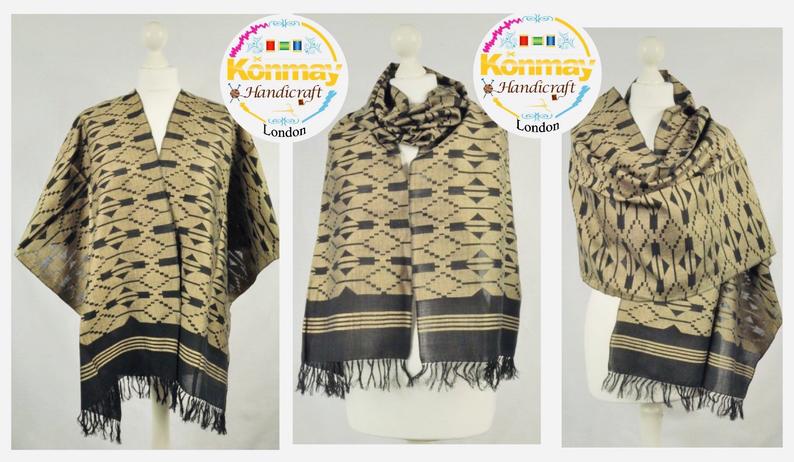 Handmade Personalised Initials Welf-Inlay Designed Cotton Scarf - Konmay London