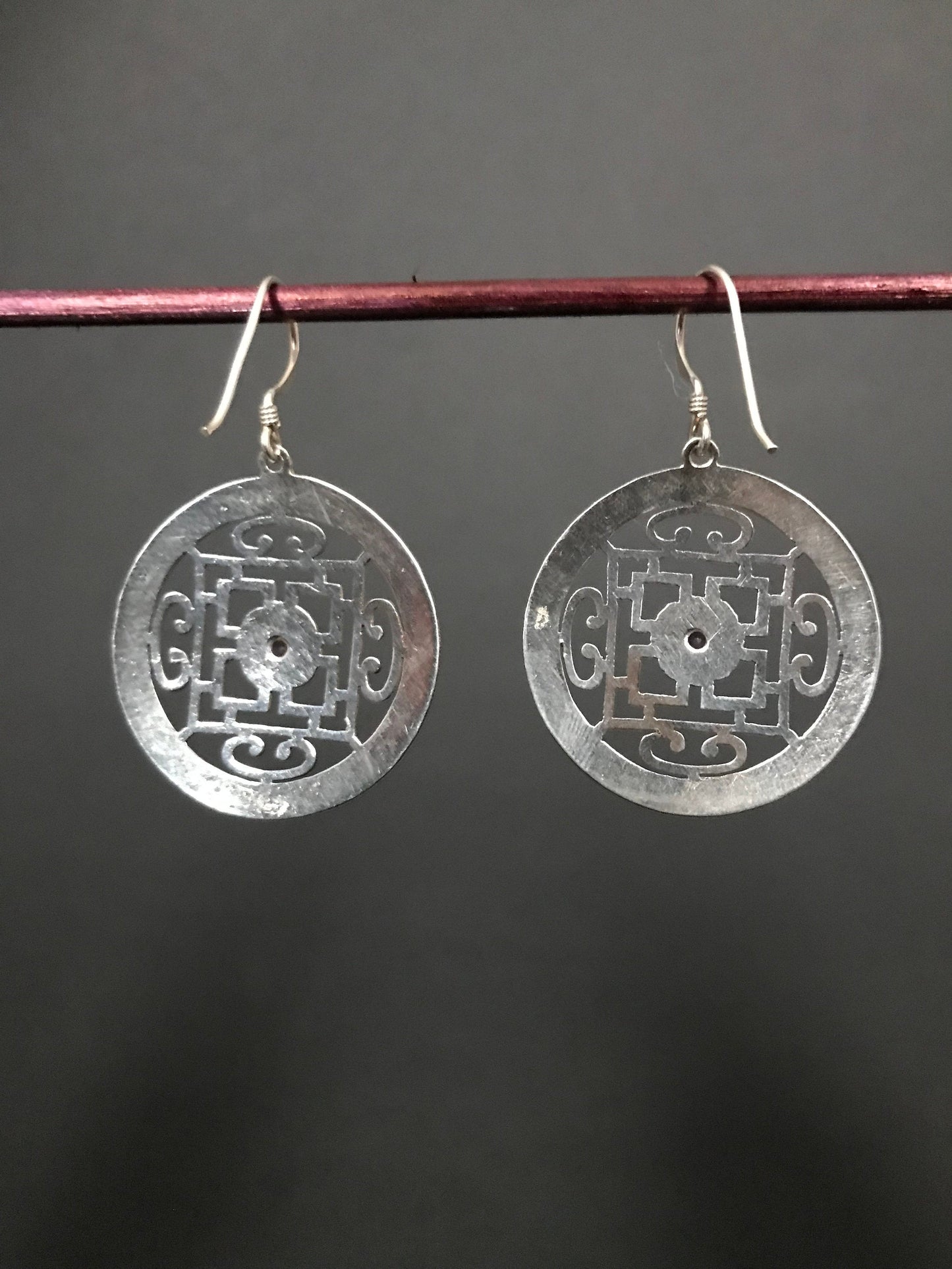 Handmade Mandala Amethyst/ Turquoise Silver Earrings - Konmay London