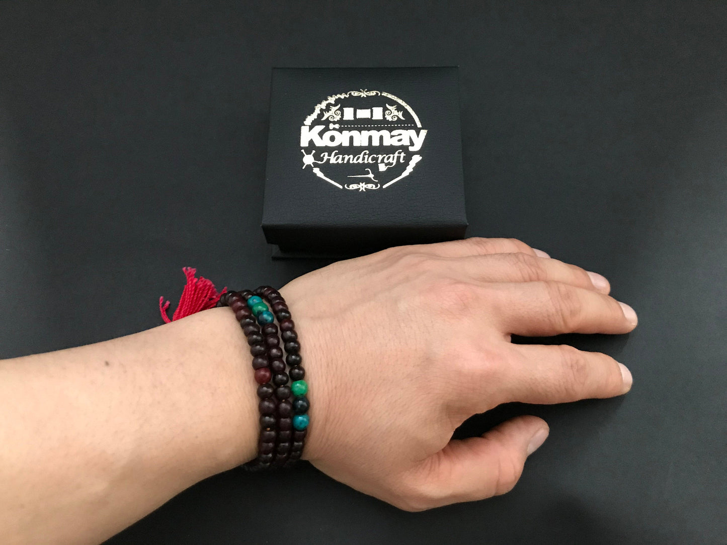 Handmade Chrysocolla Red Sandalwood Mala - Konmay London