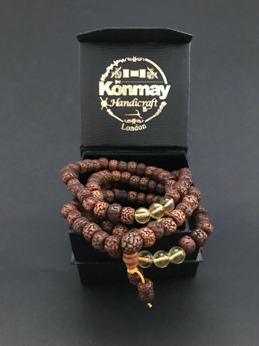 Antique Rudraksha & Citrine Mala - Konmay London
