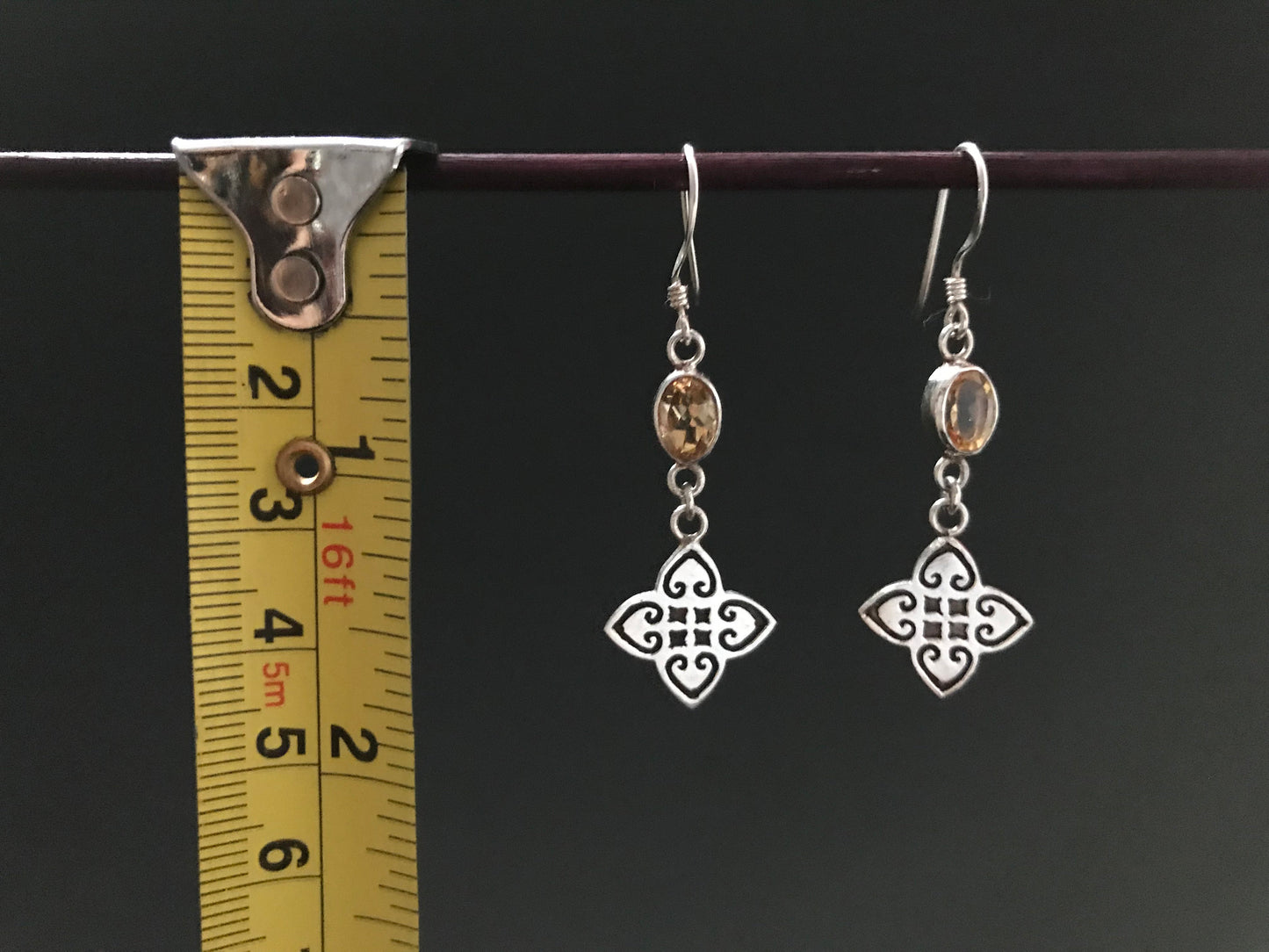 Handmade Close Net Design Amethyst Citrine Garnet Earrings - Konmay London