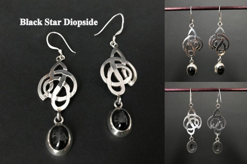 Handmade Celtic Knot Amethyst/Garnet Silver Earring - Konmay London