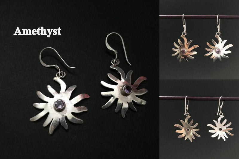 Handmade Star Amethyst/ Citrine/ Garnet Earring - Konmay London