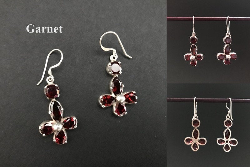 Handmade Amethyst & Peridot/ Citrine/ Garnet Earrings - Konmay London