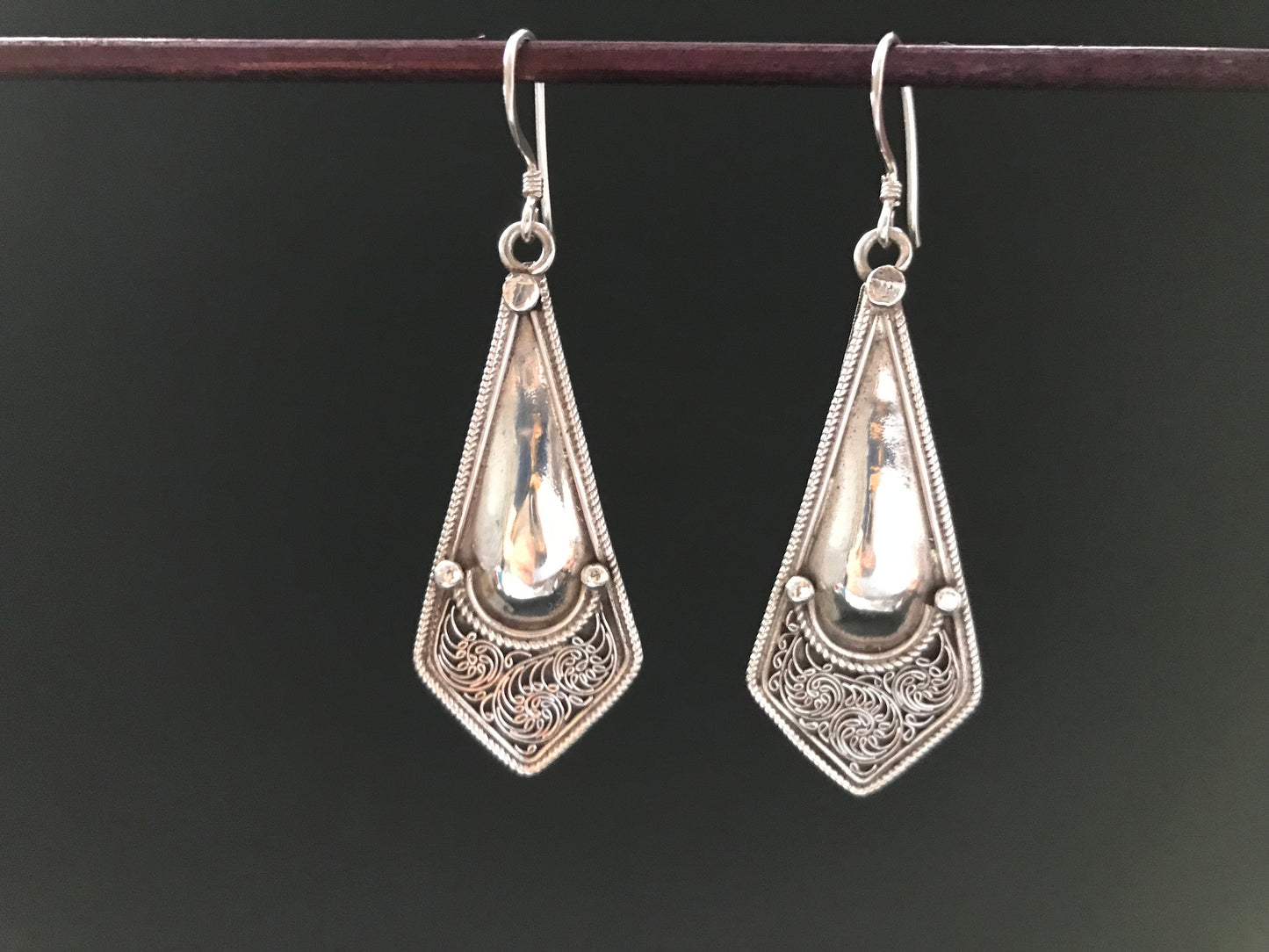 Handmade Floral Filigree Silver Earrings - Konmay London
