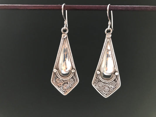Handmade Floral Filigree Silver Earrings - Konmay London