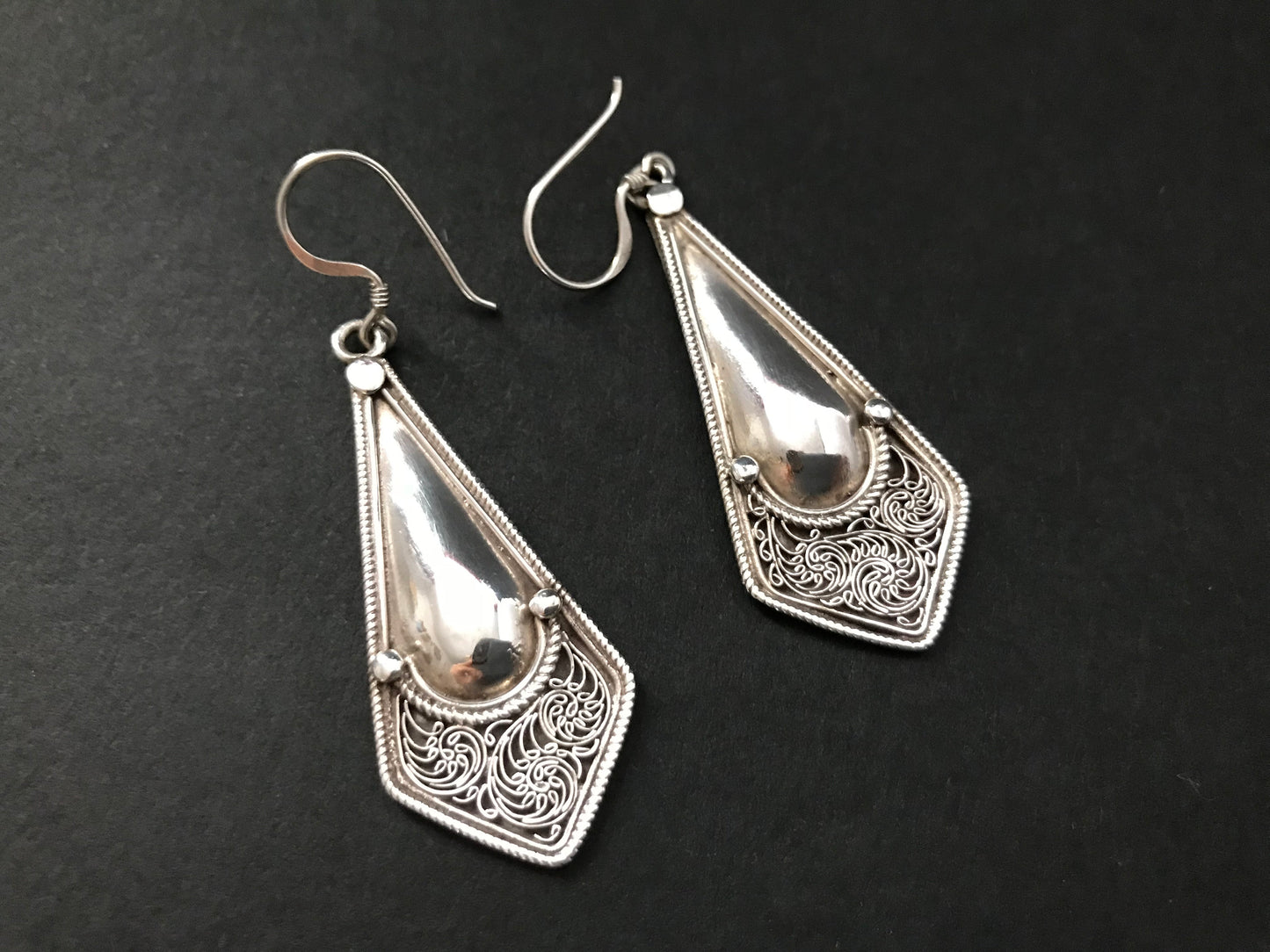 Handmade Floral Filigree Silver Earrings - Konmay London