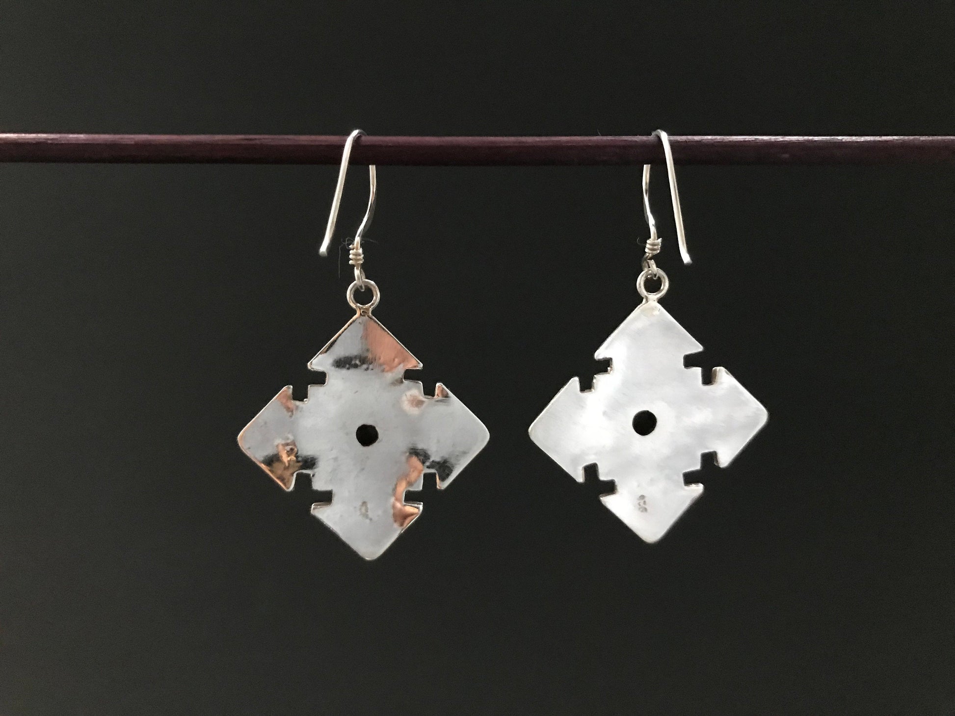 Handmade Yantra Mandala Turquoise/Coral Silver Earrings - Konmay London