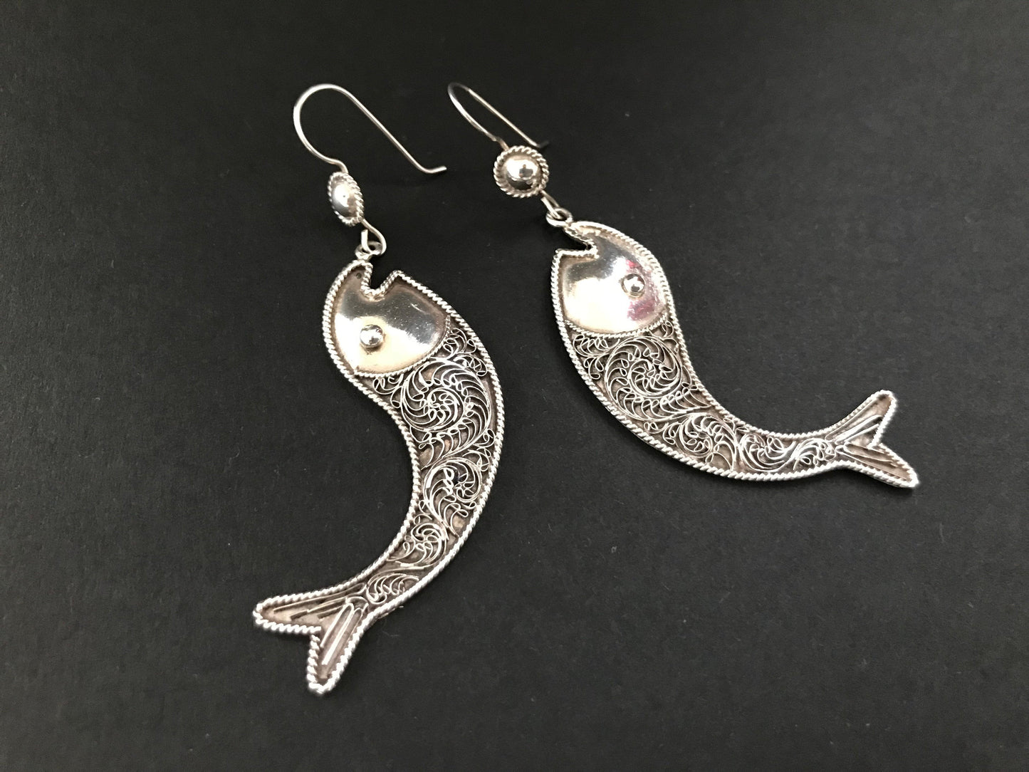 Handmade Filigree Fish Silver Earrings - Konmay London