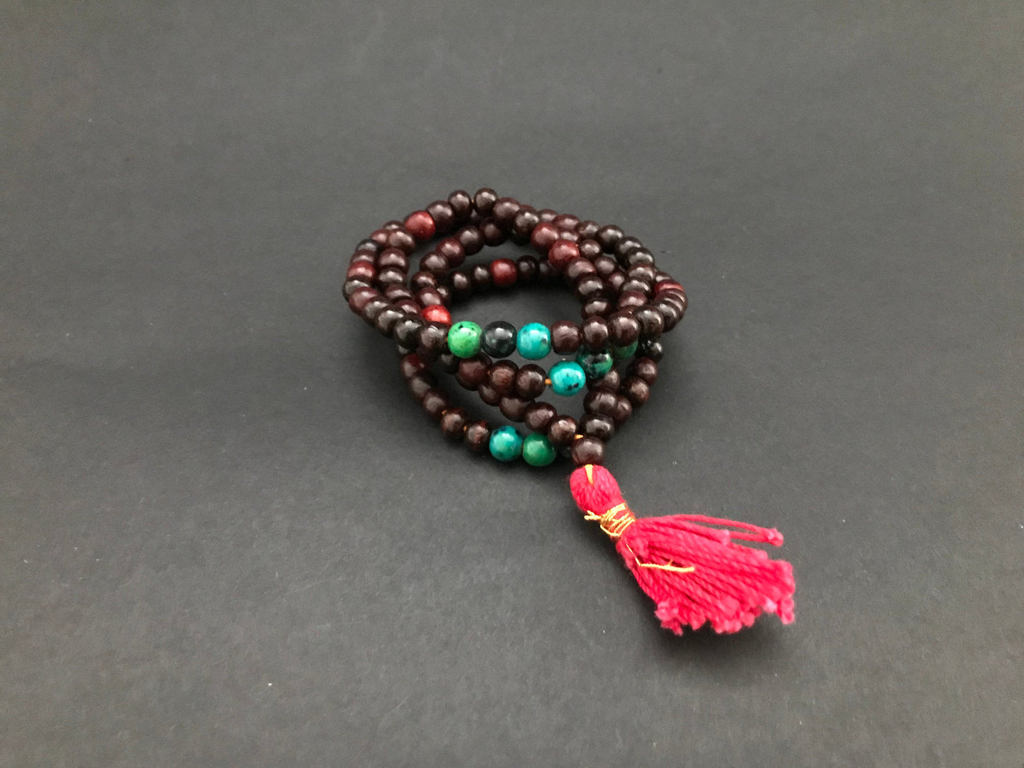 Handmade Chrysocolla Red Sandalwood Mala - Konmay London