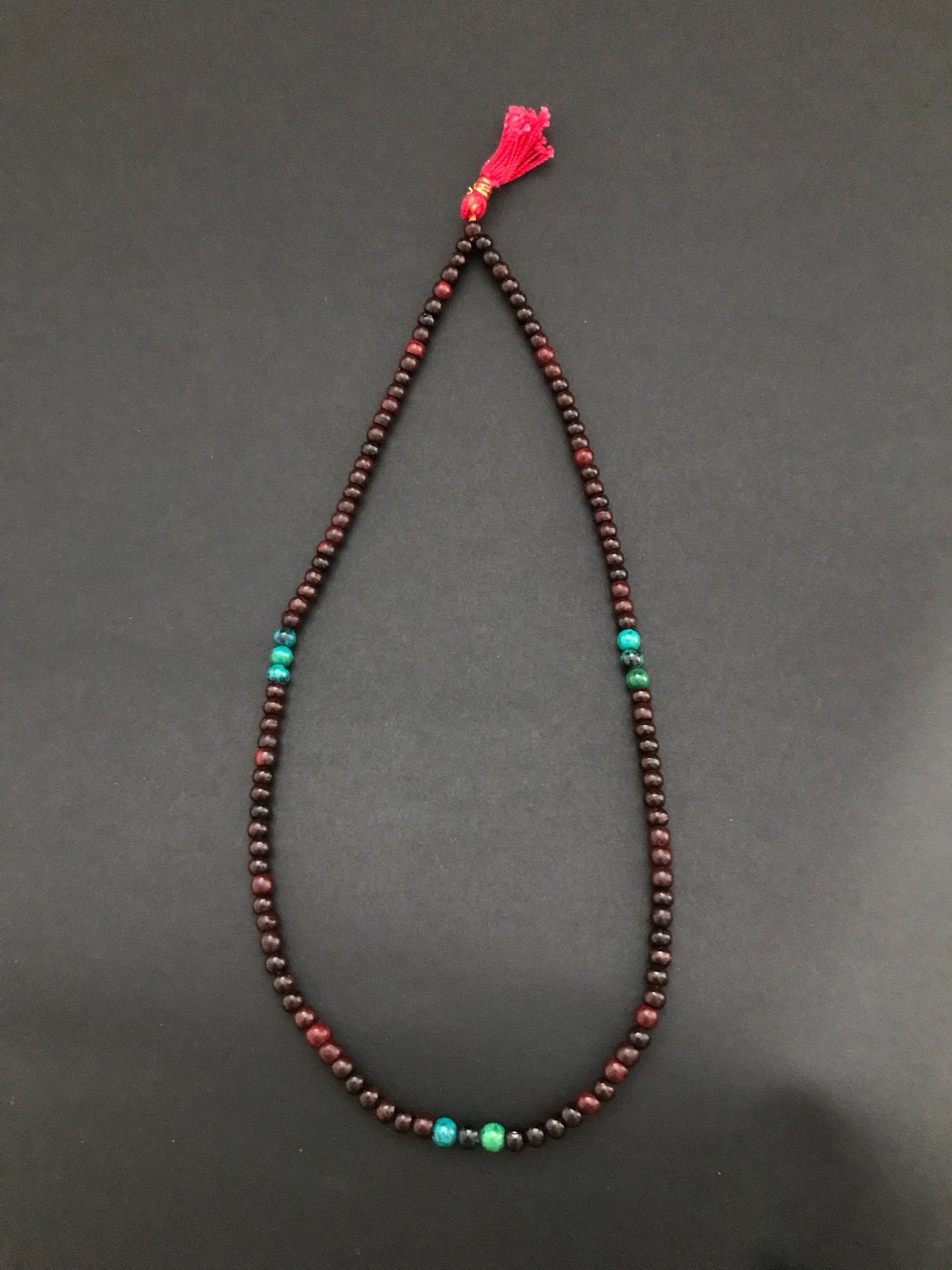 Handmade Chrysocolla Red Sandalwood Mala - Konmay London