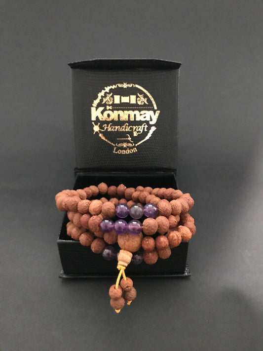 Bodhi Raktu Seeds Amethyst Mala - Konmay London