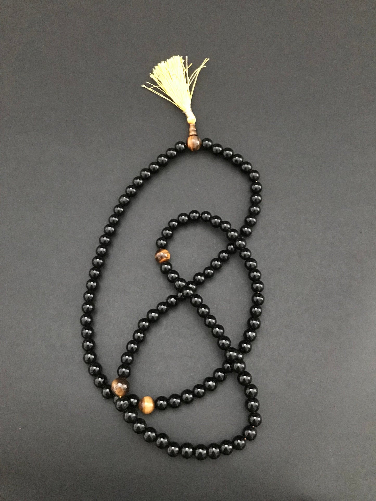 Black Glass Tigereye Mala - Konmay London
