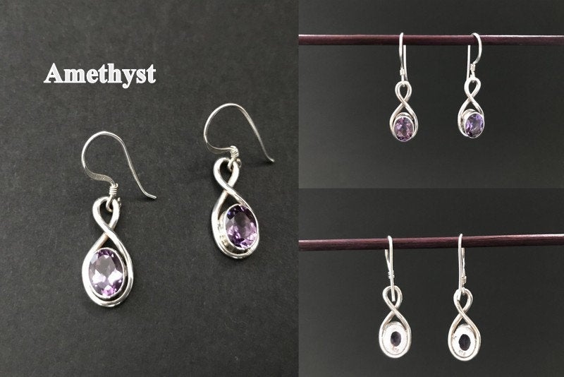 Handmade Eye Design Amethyst Earrings - Konmay London