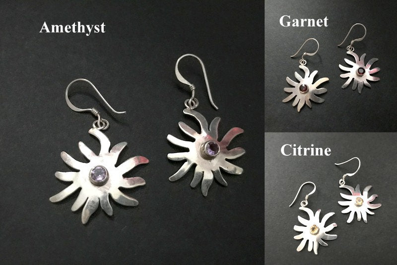 Handmade Star Amethyst/ Citrine/ Garnet Earring - Konmay London