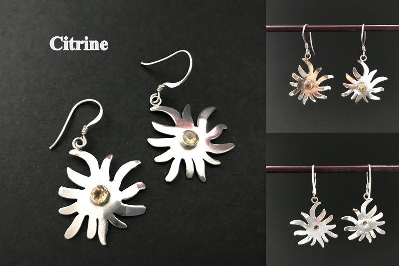 Handmade Star Amethyst/ Citrine/ Garnet Earring - Konmay London