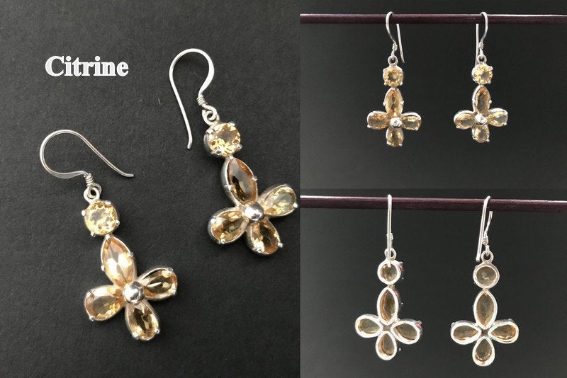 Handmade Amethyst & Peridot/ Citrine/ Garnet Earrings - Konmay London