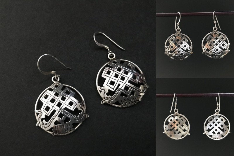 Handmade Endless Knot Silver Earrings - Konmay London