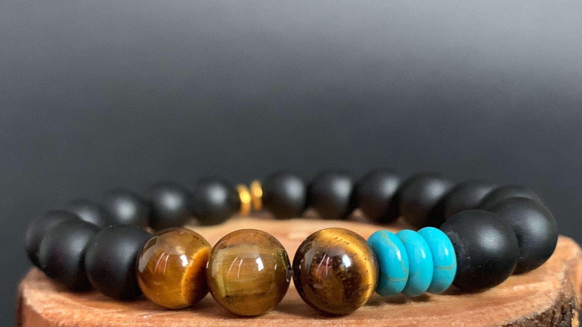Onyx Tiger Eye Turquoise Hematite Mens Bracelets - Konmay London