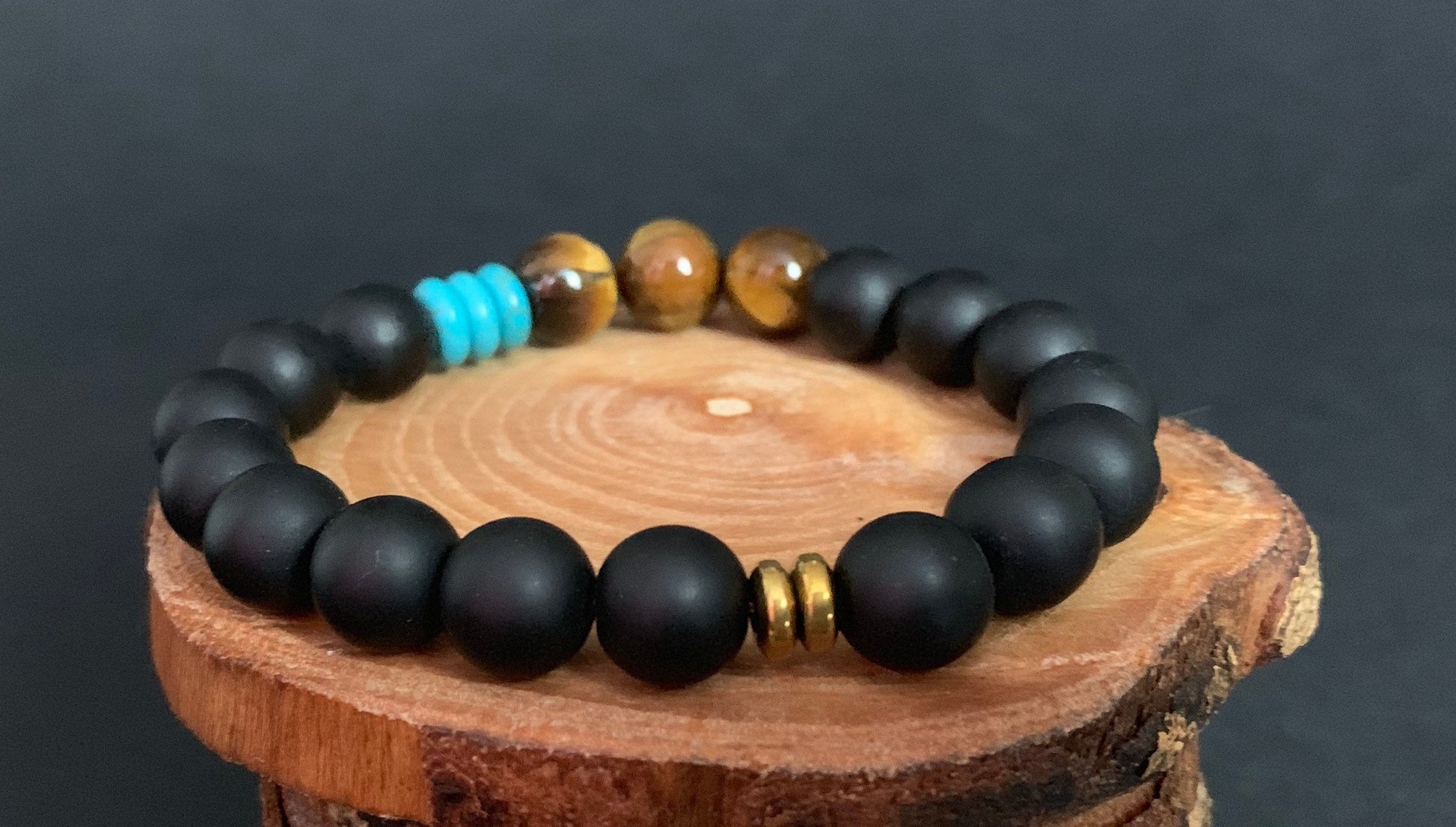 Onyx Tiger Eye Turquoise Hematite Mens Bracelets - Konmay London