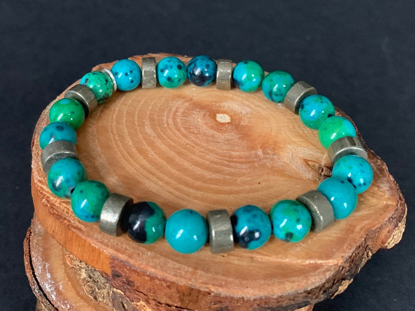 Chrysocolla Pyrite Mens Bracelets - Konmay London