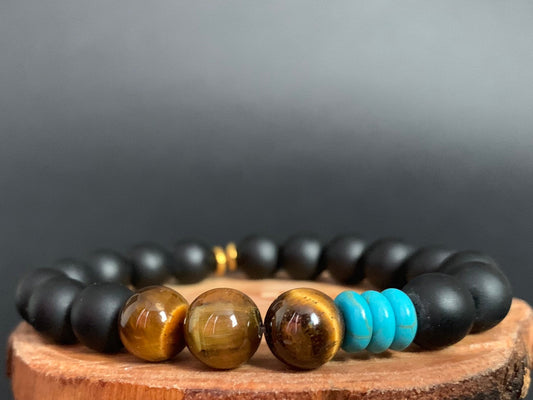Onyx Tiger Eye Turquoise Hematite Mens Bracelets - Konmay London