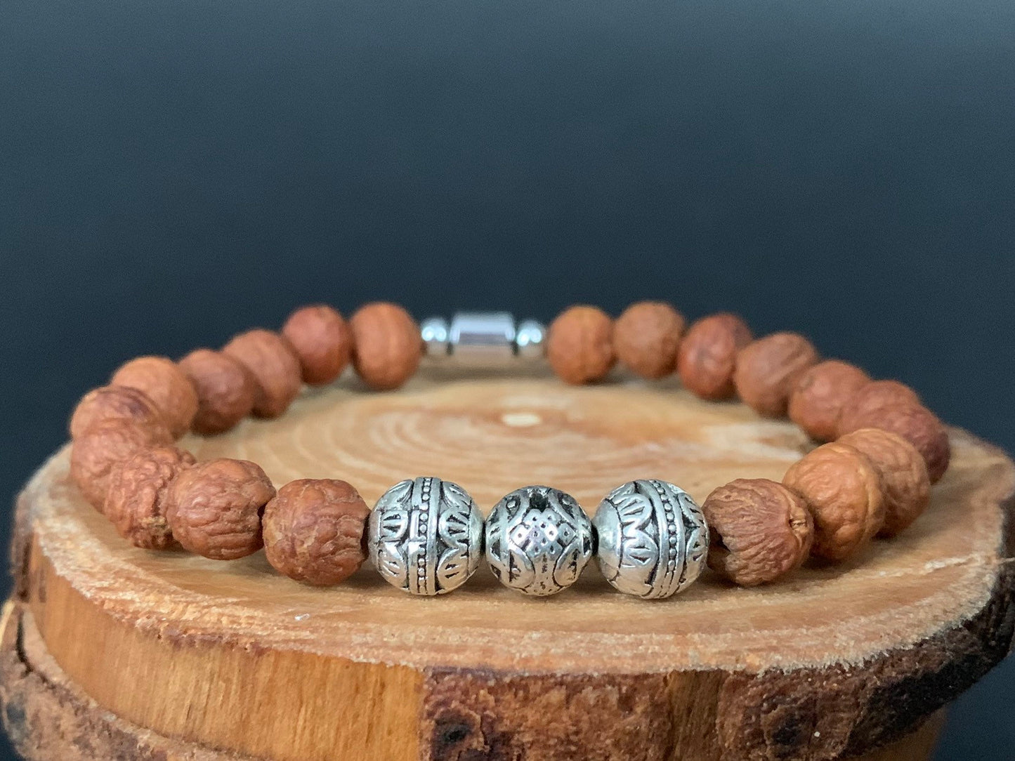 Bodhi Raktu Seeds Endlessknot Metal Beads Hematite Mens Bracelets - Konmay London