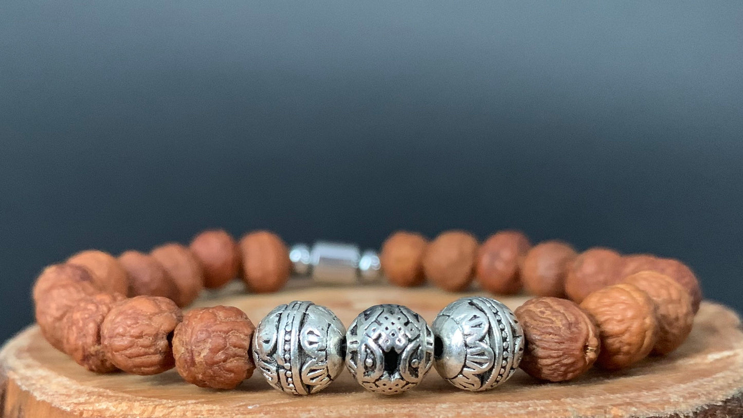 Bodhi Raktu Seeds Endlessknot Metal Beads Hematite Mens Bracelets - Konmay London