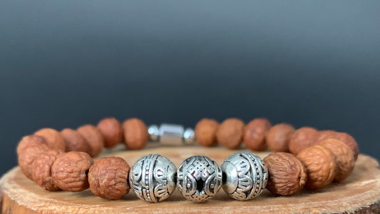 Bodhi Raktu Seeds Endlessknot Metal Beads Hematite Mens Bracelets - Konmay London
