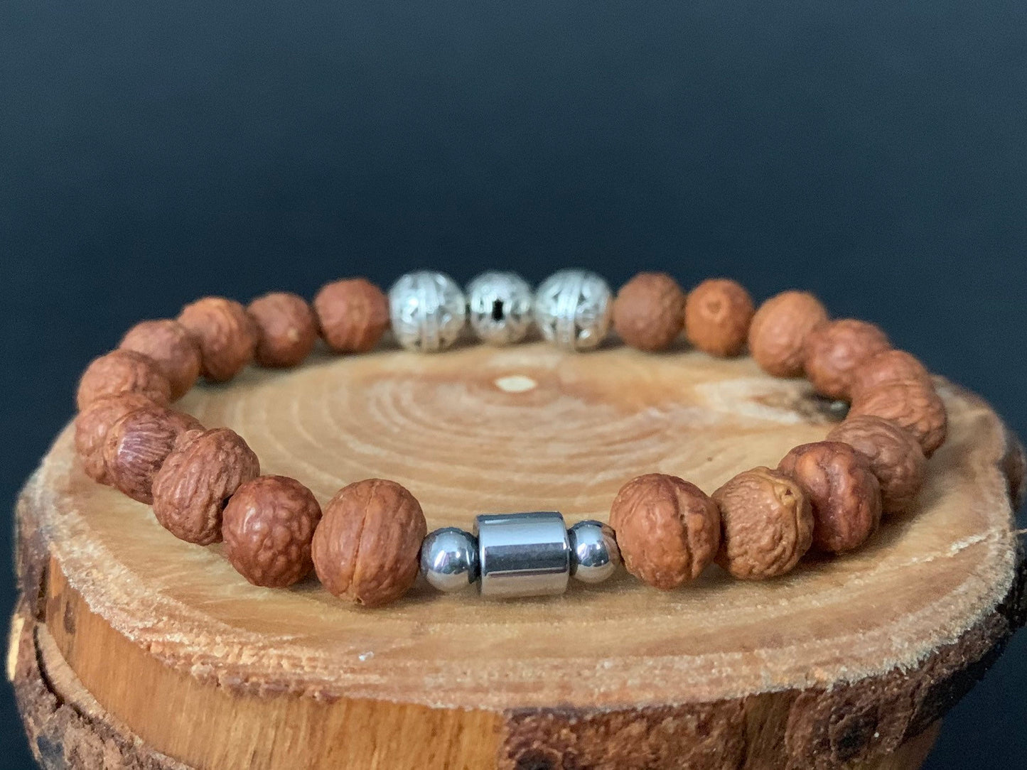 Bodhi Raktu Seeds Endlessknot Metal Beads Hematite Mens Bracelets - Konmay London