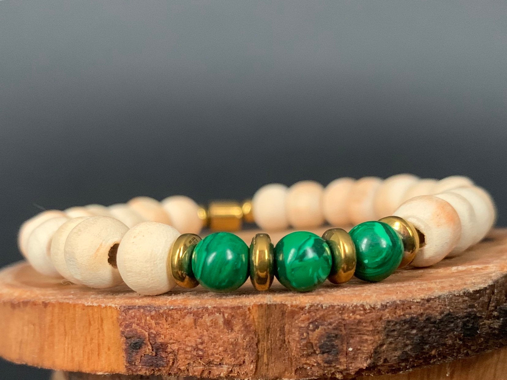 Malachite Tulsi Hematite Mens Bracelets - Konmay London