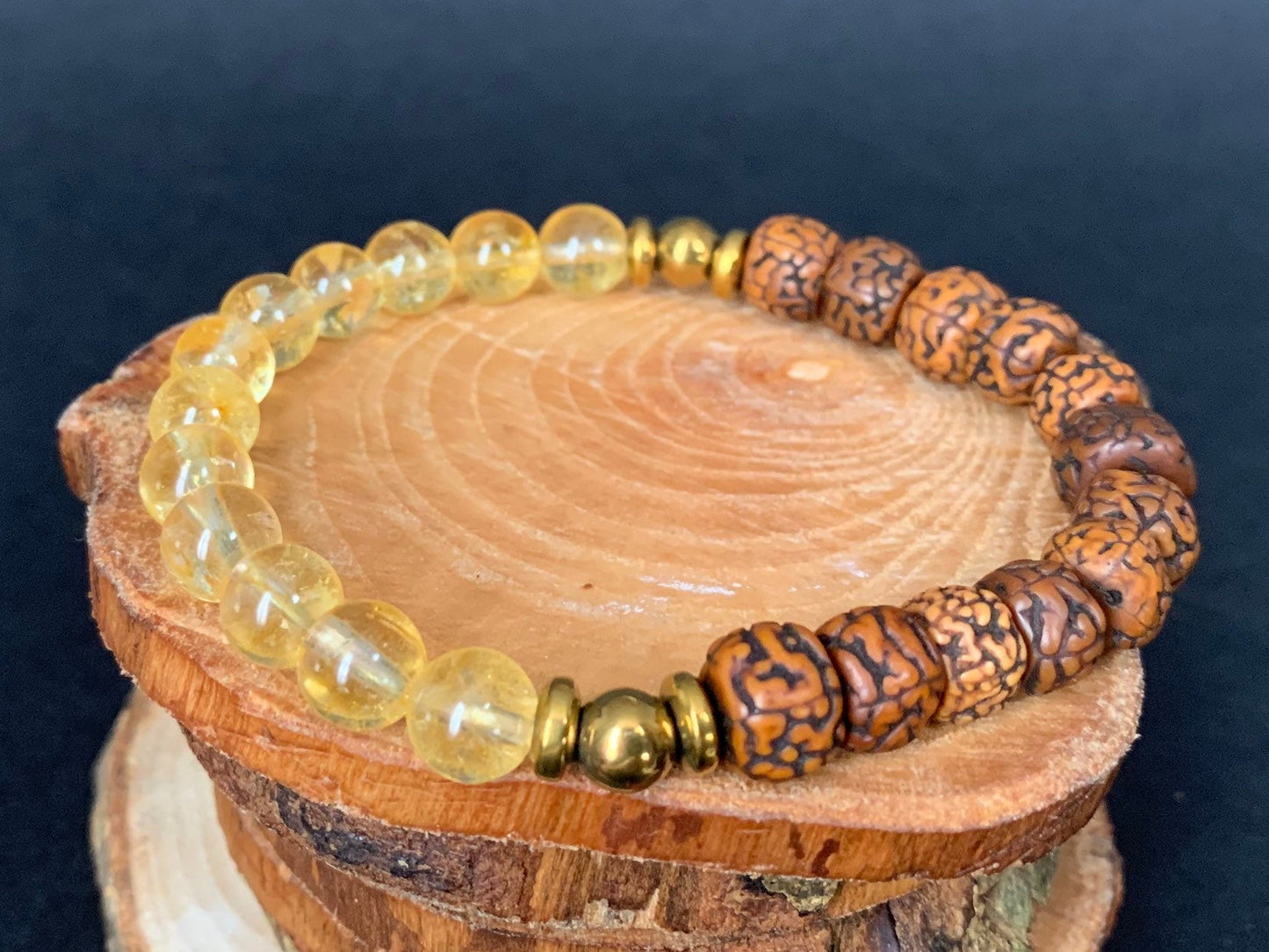 Rudraksha Citrine Hematite Mens Bracelets - Konmay London