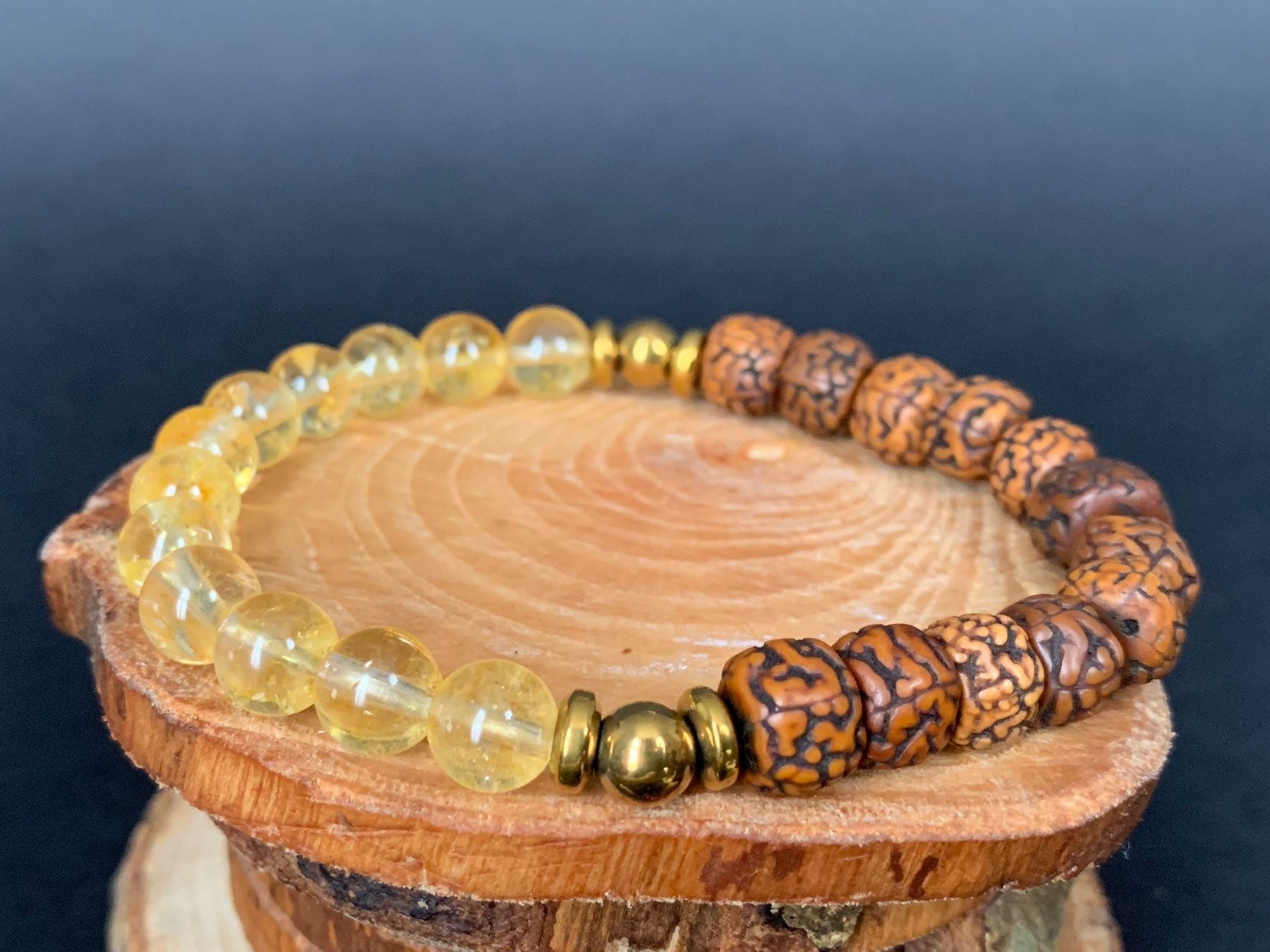 Rudraksha Citrine Hematite Mens Bracelets - Konmay London