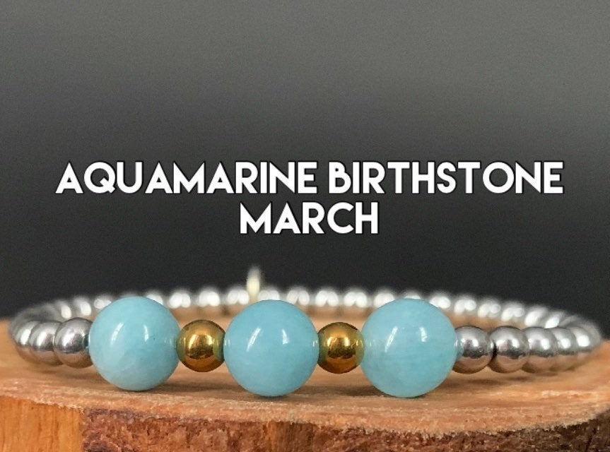 Aquamarine Hematite Metal Heart Charm Womens Bracelets - Konmay London
