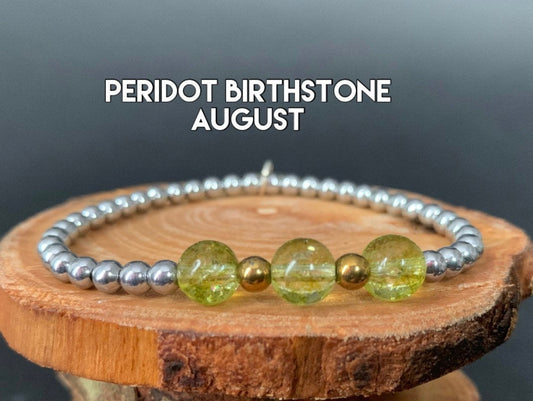 Peridot Hematite Metal Heart Charm Womens Bracelets - Konmay London